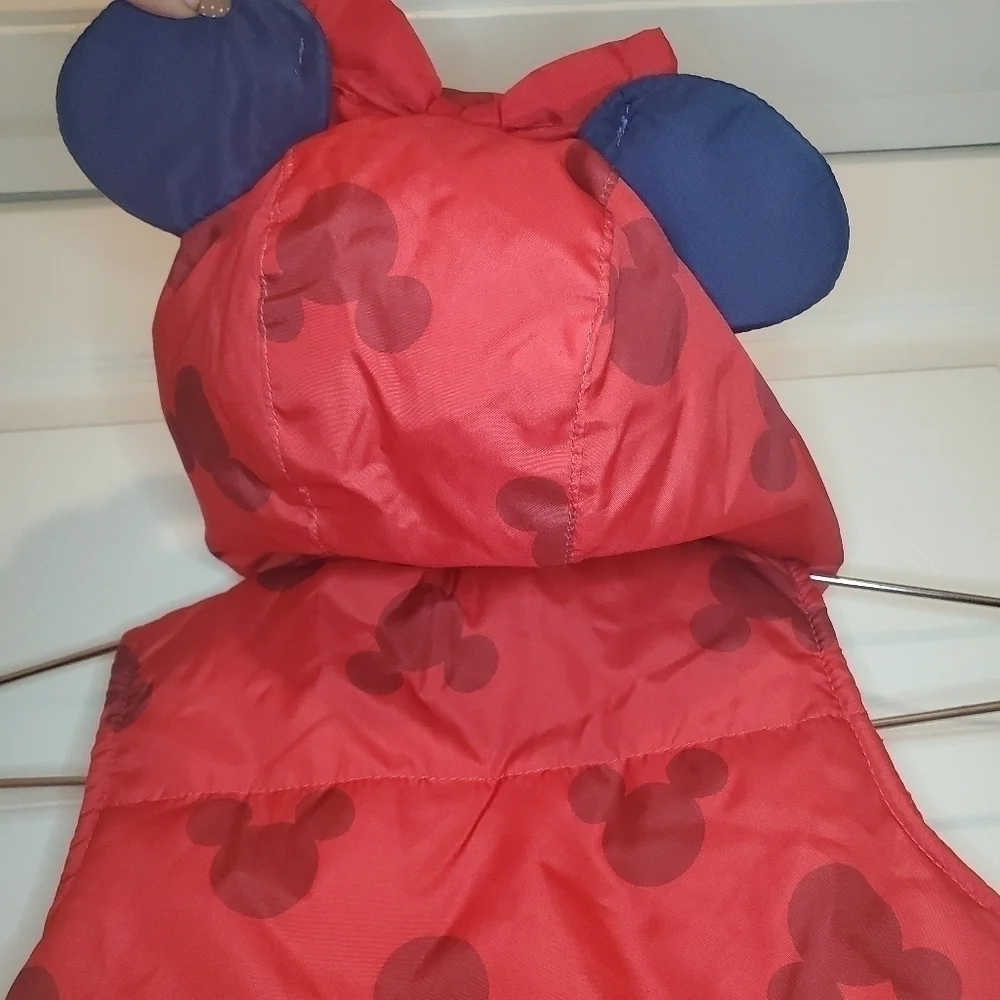 MINNIE MOUSE Red Hood with Ears and Bow Zip up Vest - 4T